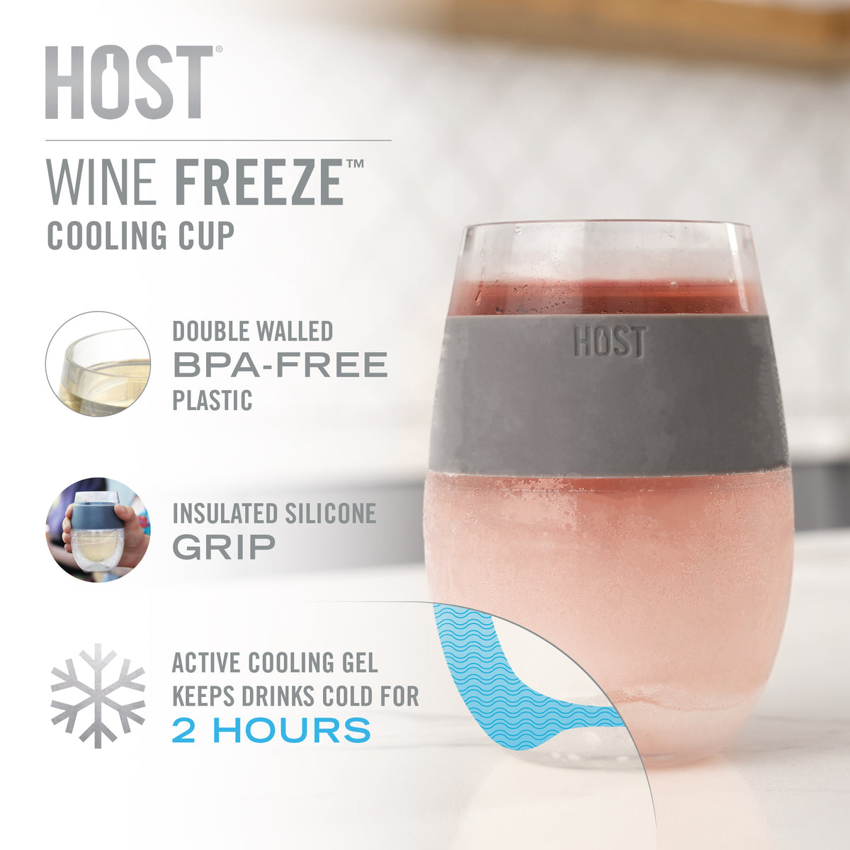 HOST Wine FREEZE XL Cooling Cups in Gray (set of 2), 1 Pack - Foods Co.