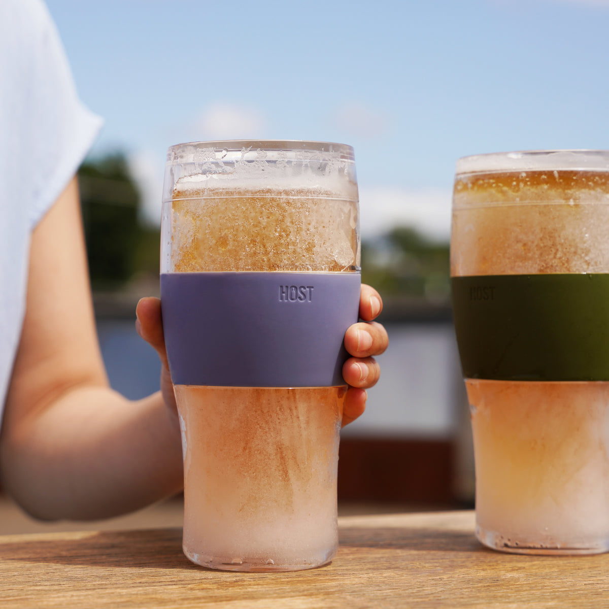 HOST Beer FREEZE Beer Glass Cups Set Drinking Glasses, Freezer Mugs with  Gel Double Walled Cool Cups Plastic Multicolor 16oz Set of 4 – Host