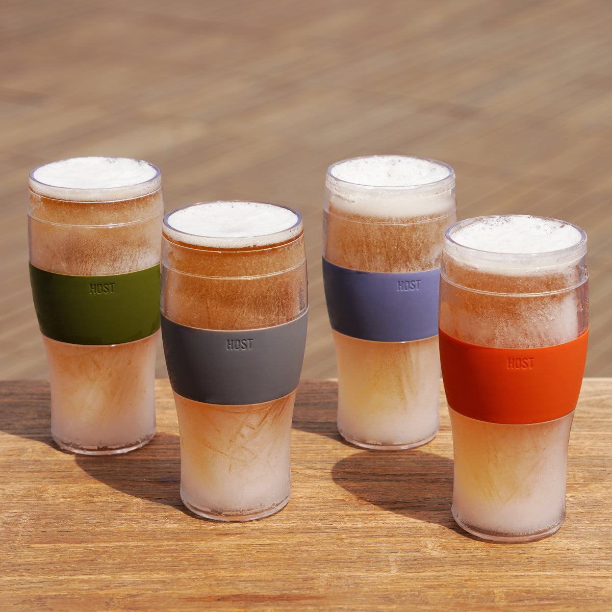 HOST Beer FREEZE Beer Glass Cups Set Drinking Glasses, Freezer Mugs with  Gel Double Walled Cool Cups Plastic Multicolor 16oz Set of 4 – Host