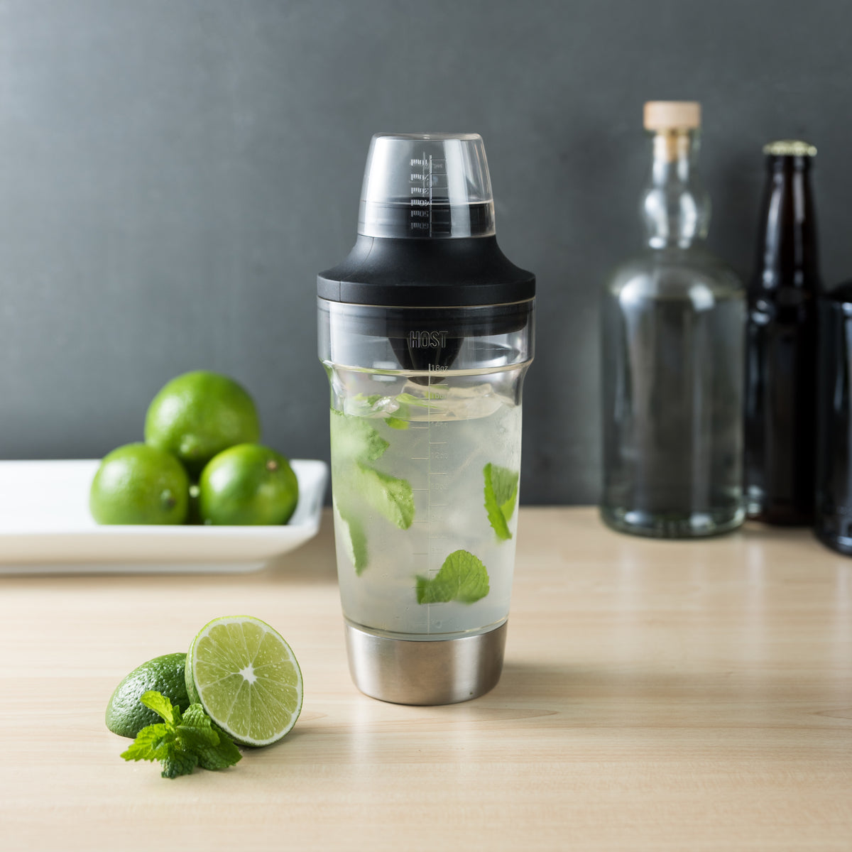 Stainless Steel Spin & Select Cocktail Shaker with Mixed Drink Recipes