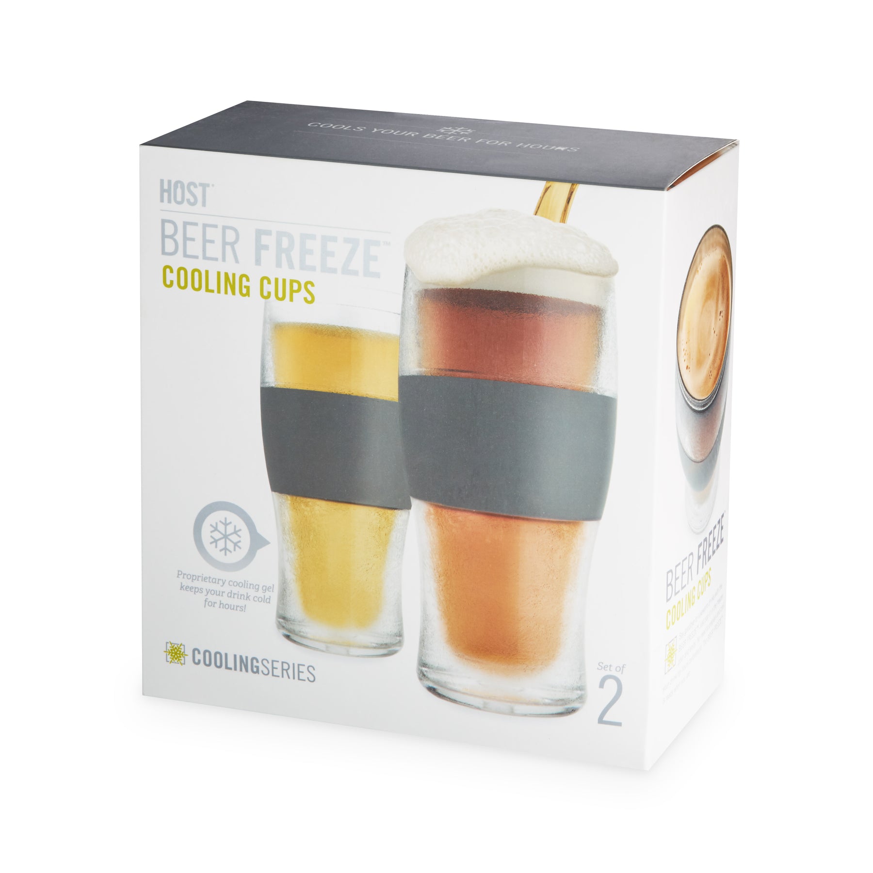Host FREEZE Beer Glasses, Frozen Beer Mugs, Freezable Pint Glass Set,  Insulated Beer Glass to Keep Your Drinks Cold, Double Walled Insulated  Glasses, Tumbler for Iced Coffee, 16oz, Set of 2, Gray