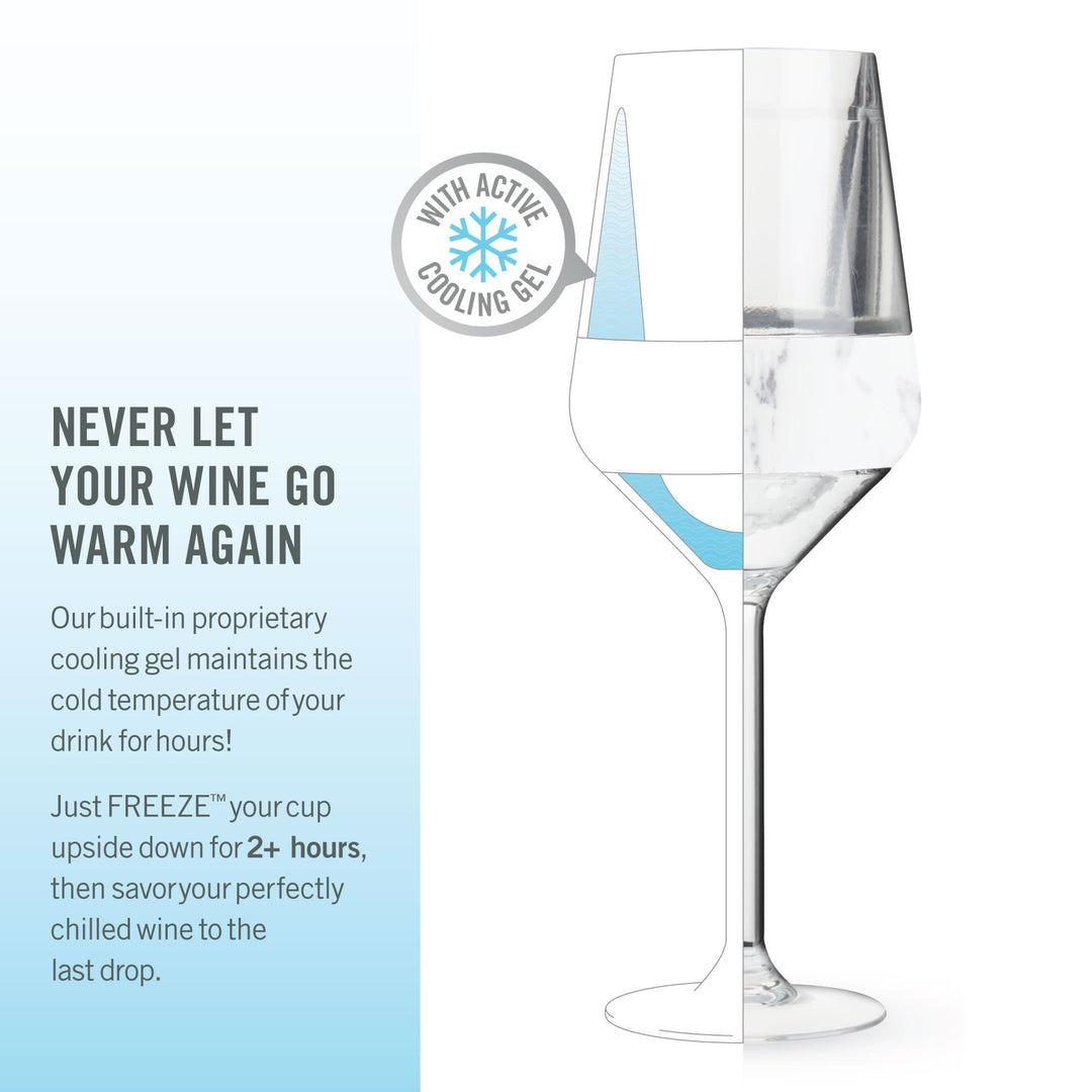 Wine FREEZE Stemmed Cooling Cups by HOST , Marble - Set of 2