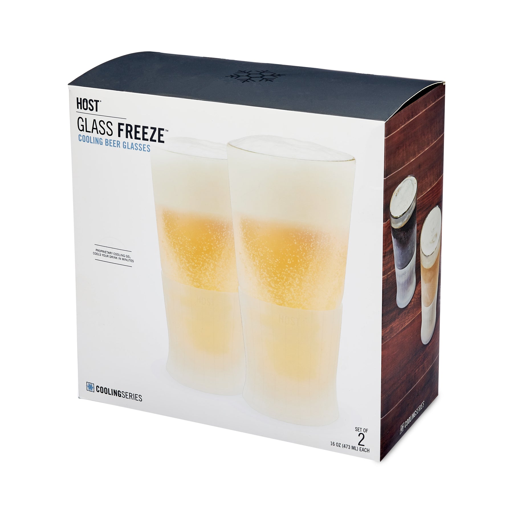 Host Freeze Beer Glasses - Double Walled Insulated Plastic Pint Glasses,  Marble 