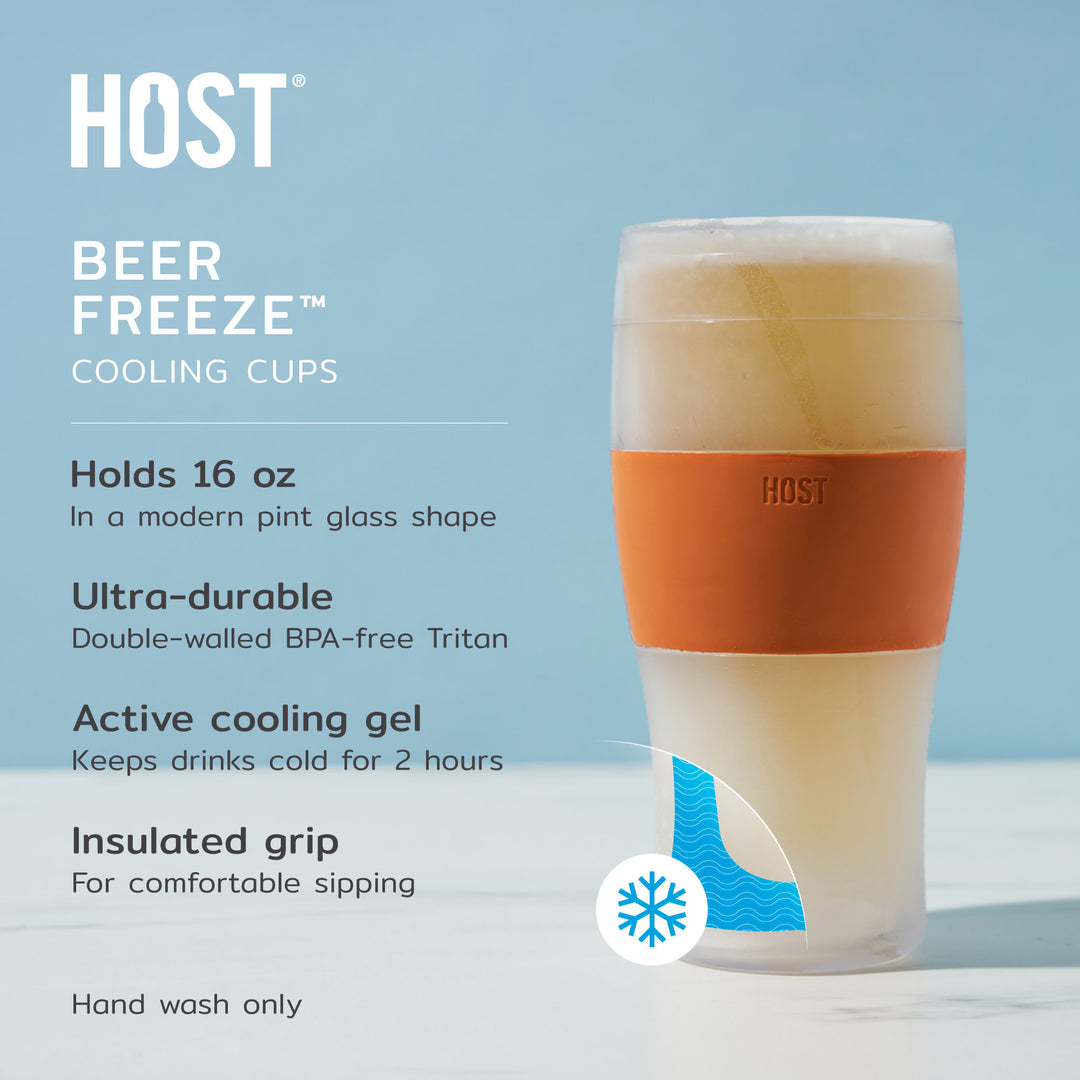 Host FREEZE Beer Glasses, Frozen Brew Mugs, Freezable Pint Glass