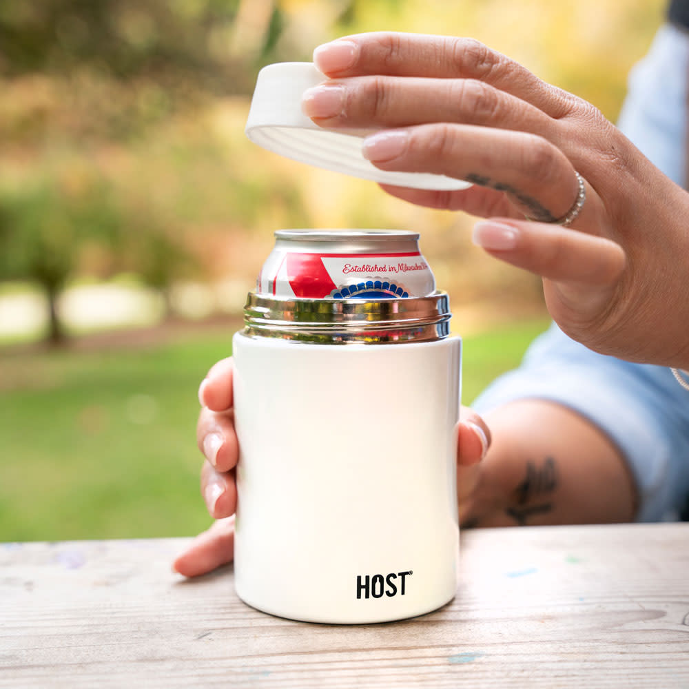 HOST Stay-Chill Beer Cozy Insulated Can Cooler Tumbler - Double Walled  Stainless Steel Beer Can Insulator Holder for Standard Sized Cans - Pearl  White – Host