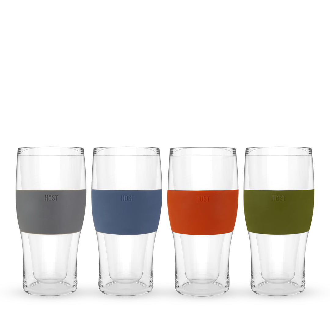 HOST FREEZE Beer Glasses, Pint Drinking Glasses 16oz Set of 4, Multicolor