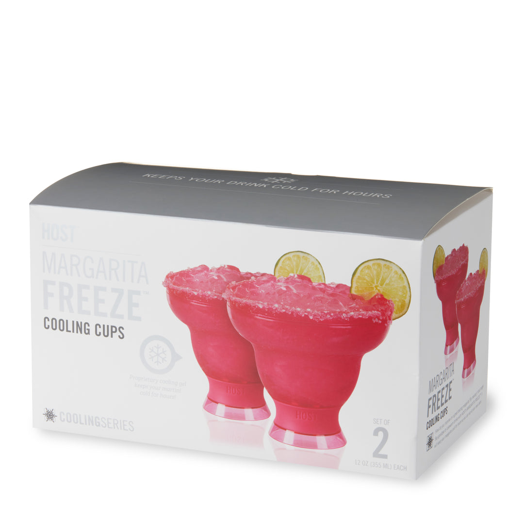 HOST FREEZE Margarita Cocktail Glasses, Frozen Cup Double Wall Plastic  Margarita Glasses Drinking Set Modern Drinking Glasses 12oz Punch Pink Set  of 2 – Host