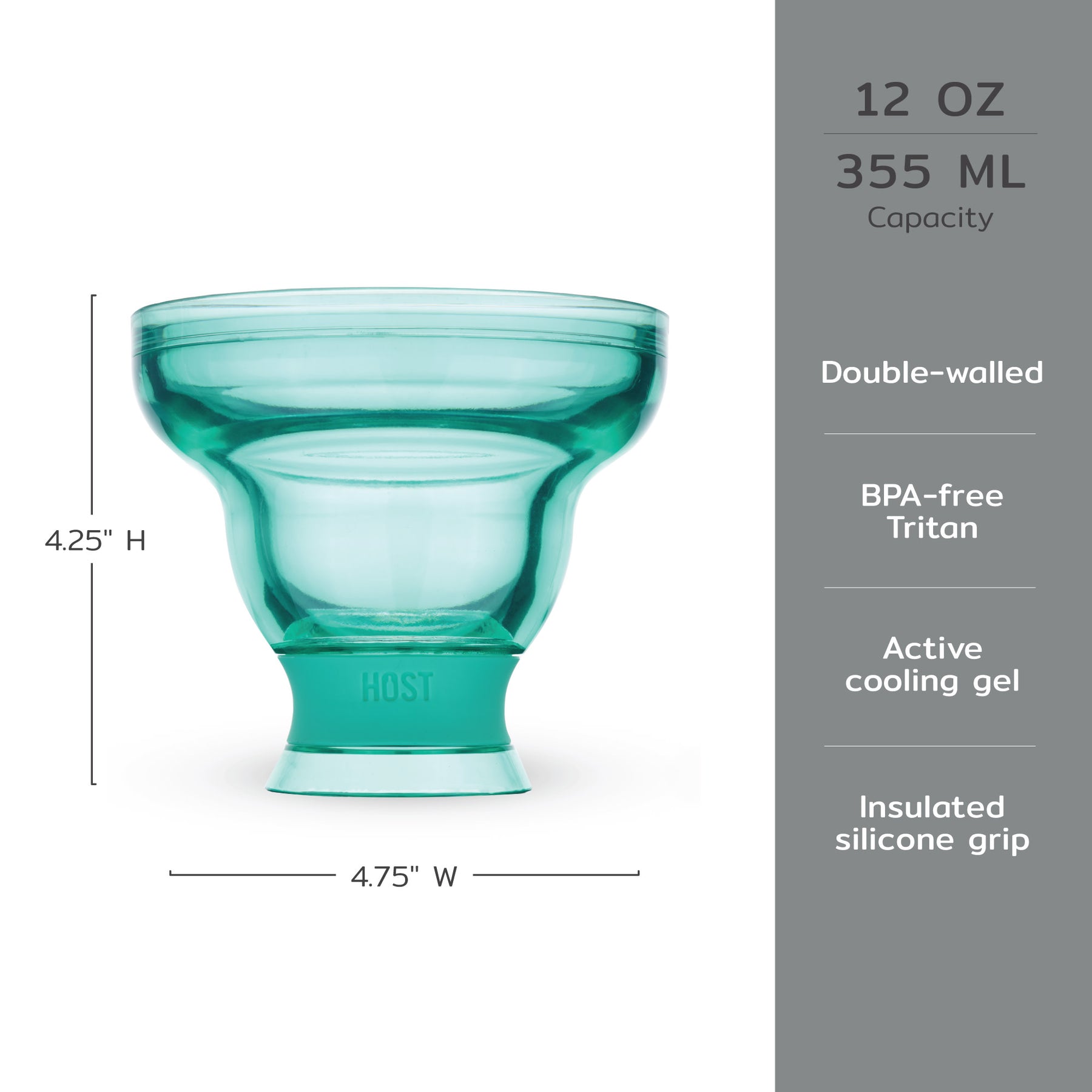 Frozen Margarita & Cocktail Chiller Glasses | Set Of 4 | Cooling Cups 12 OZ Unbreakable