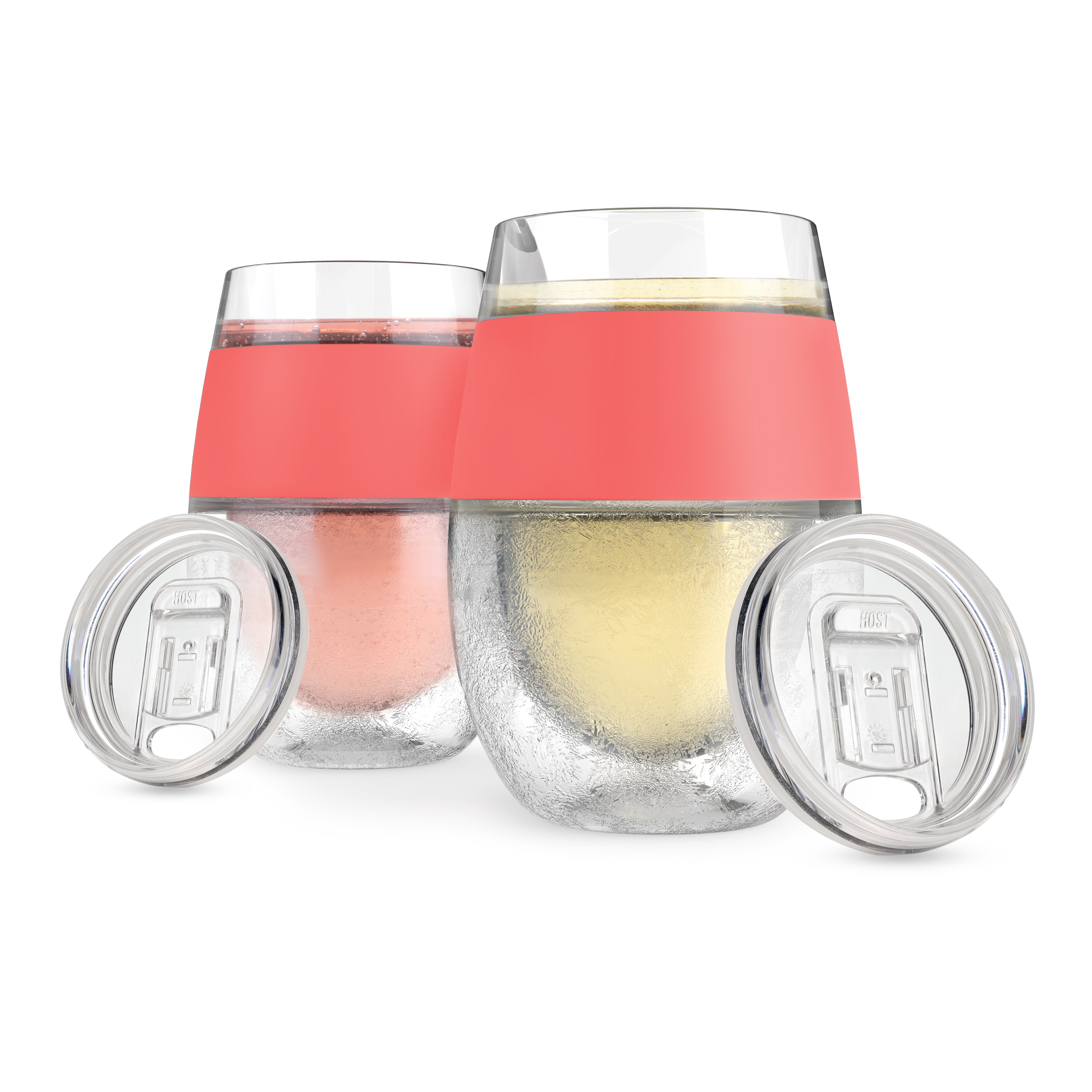 Wine FREEZE in Coral with Lids, Set of 2