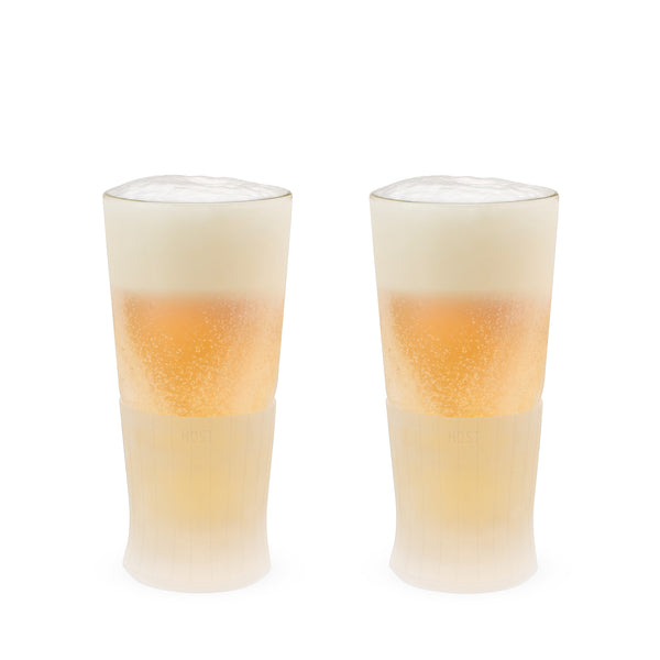 Host Freeze Beer Glasses - Double Walled Insulated Plastic Pint Glasses,  Green 