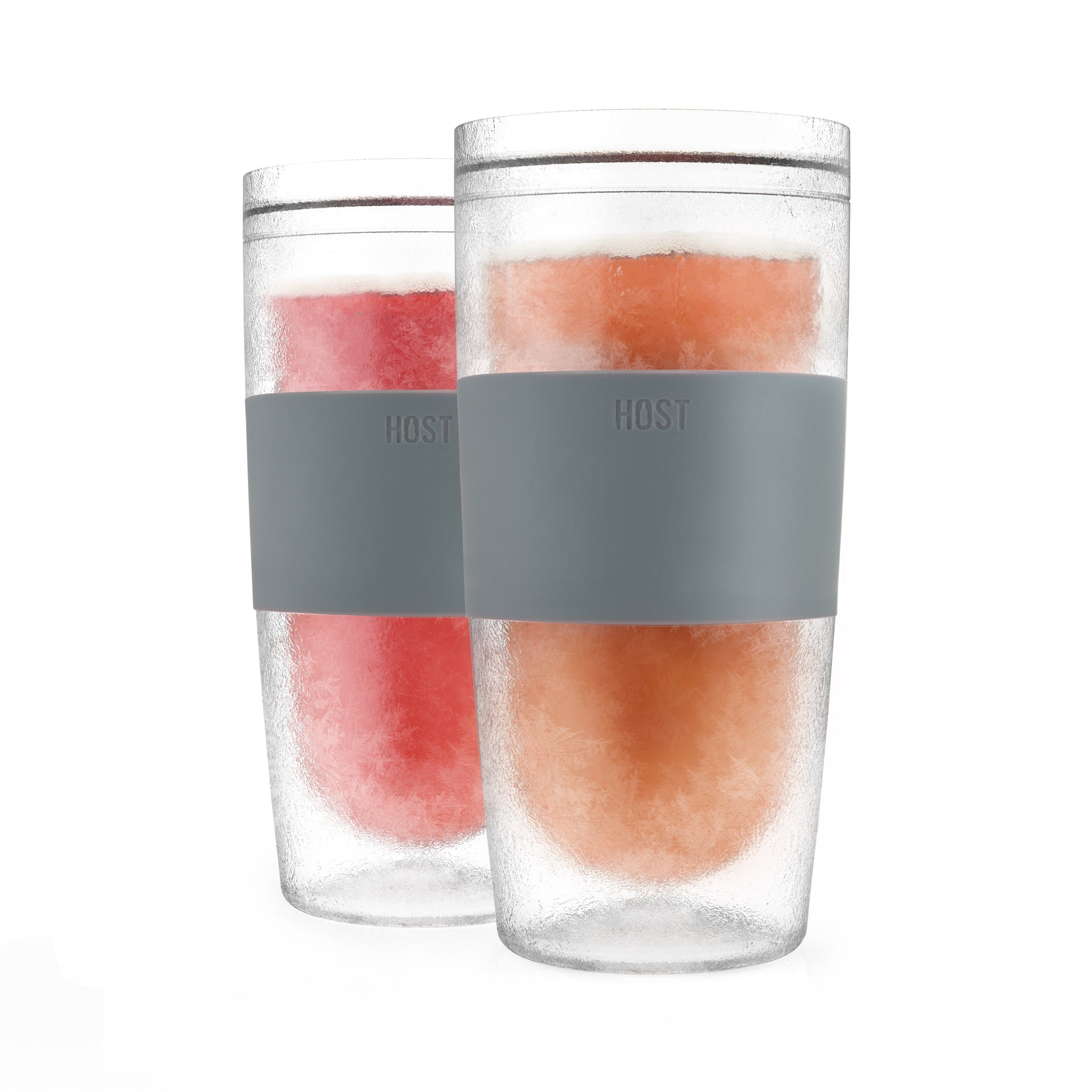 Host Freeze Beer Glasses, 16 ounce Freezer Chiller Double Wall Plastic  Frozen Pint Glass, Set of 2, Gray
