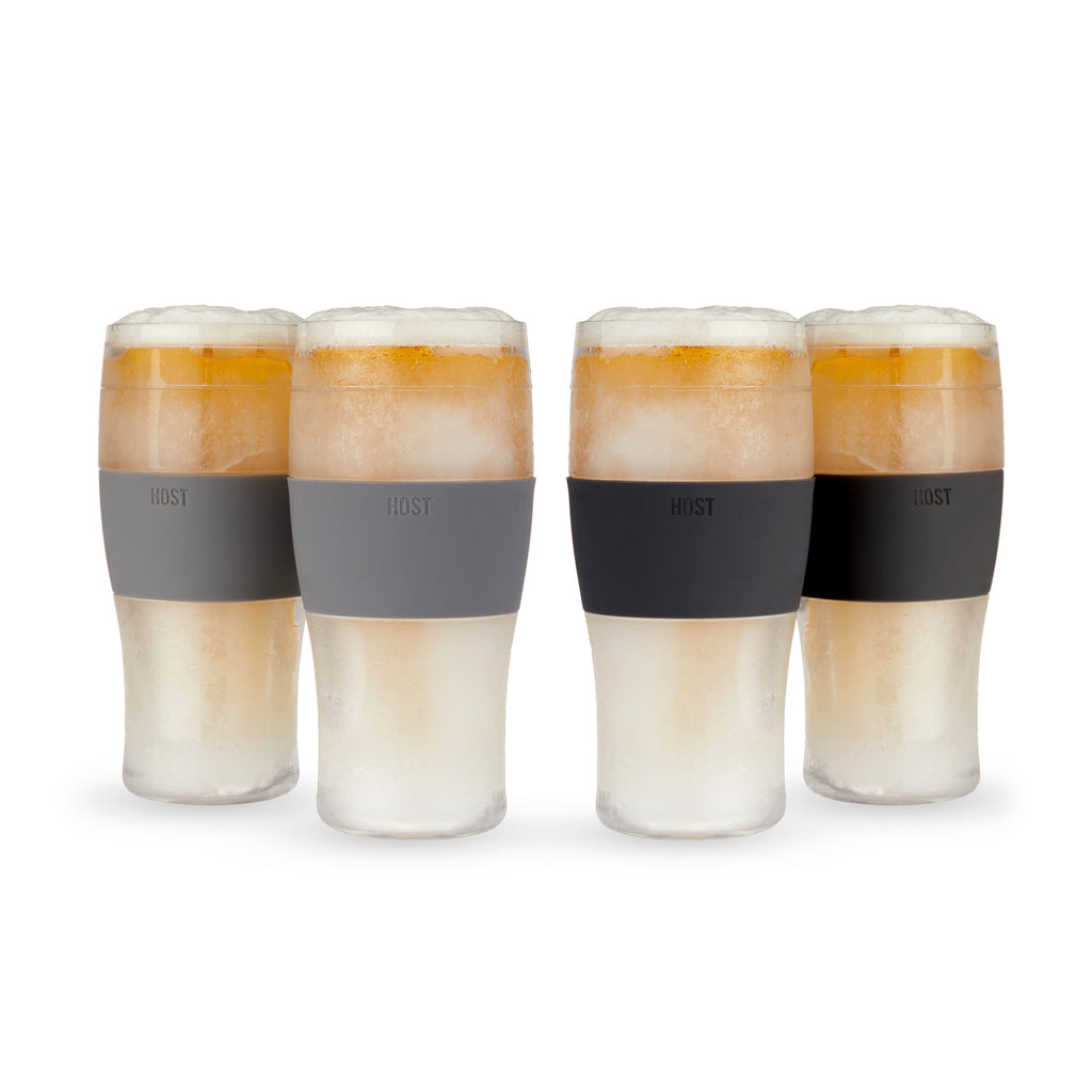 Host Freeze Beer Glasses - Double Walled Insulated Plastic Pint Glasses,  Marble 